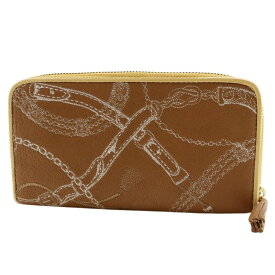 エンディミオン・スプリング Endymion Spring 本革刺繍 長財布 ラウンドファスナー 黄土色 ファスナー Genuine Leather Embroidery レディース【中古】A+ランク