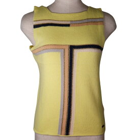 シャネル CHANEL ノースリーブ ニット 01C P17019W02730 カシミヤ×レーヨン×ポリエステル イギリス製 2001年 黄色 No sleeve レディース【中古】Aランク