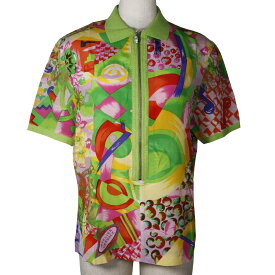 ジャンニ・ヴェルサーチ VERSACE ポロシャツ シルク イタリア製 黄緑 レディース【中古】Aランク