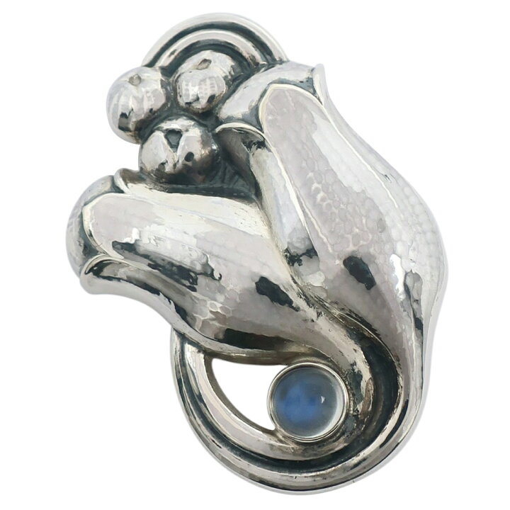 GEORG JENSEN 100B ムーンストーンシルバーブローチ925 - ブローチ 