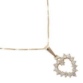 ハート ネックレス K18イエローゴールド×ダイヤモンド 0.30 ハート 約2.2g heart レディース【中古】SAランク