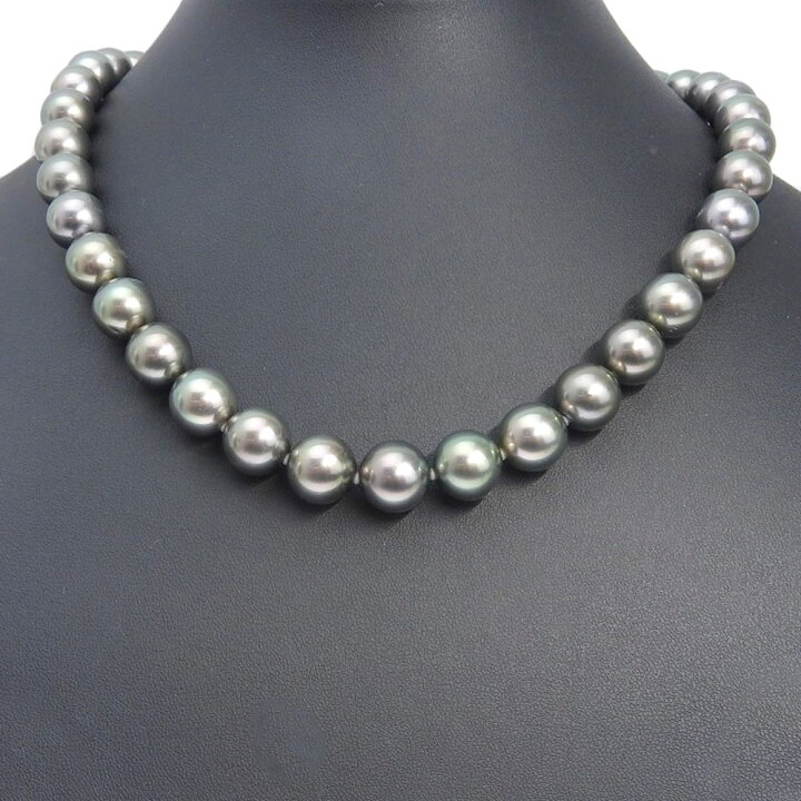 楽天市場】ネックレス10.0～12.5mm K18ホワイトゴールド×ブラック  