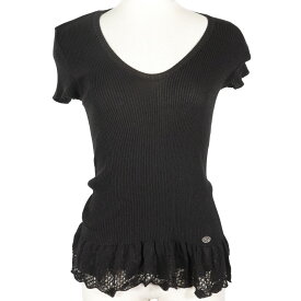 シャネル CHANEL 半袖 ニット ココマーク サマーニット P28461K00111 06P コットン×ナイロン フランス製 2006年 黒 Short sleeve レディース【中古】Aランク