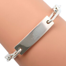 グッチ GUCCI ロゴプレート ブレスレット シルバー925 イタリア製 約19.8g With Logo ユニセックス【中古】A-ランク