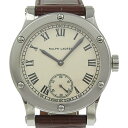 【全商品ポイント5倍】ラルフローレン RALPH LAUREN スポーティング クラシック 45mm 腕時計 裏スケ RLR0220700 ステンレススチール×クロコダイル スイス製 手巻き スモールセコンド アイボリー文字盤 Sporting Classic 1.8" メンズ【中古】Aランク
