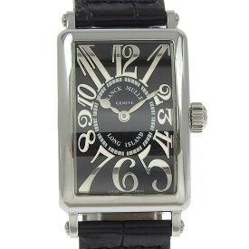 フランクミュラー FRANCK MULLER ロングアイランド 腕時計 cal.772 902QZ REL ステンレススチール×クロコダイル クオーツ アナログ表示 ブラック文字盤 Long Island レディース【中古】