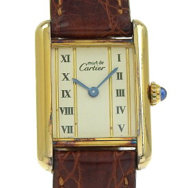 【全品ポイント5倍+お買い得クーポン】カルティエ CARTIER マストタンクSM 腕時計 W1003053 シルバー925×クロコダイル クオーツ アナログ表示 ホワイト文字盤 Must tank SM レディース【中古】B-ランク