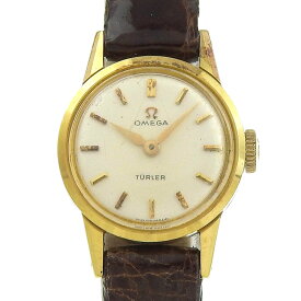オメガ OMEGA チューラー 腕時計 Wネーム cal.244 2683.4 K18イエローゴールド×クロコダイル 1959年 手巻き アナログ表示 ホワイト文字盤 Tuler レディース【中古】B-ランク