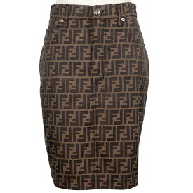 フェンディ FENDI タイトスカート スカート ズッカ柄 09.541310 66960 ポリエステル×コットン イタリア製 茶 Tight Skirt レディース【中古】Aランク