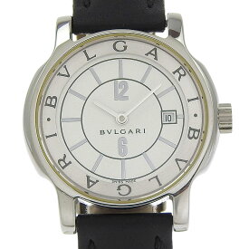 ブルガリ BVLGARI ソロテンポ 腕時計 ST29S ステンレススチール×レザー クオーツ アナログ表示 ホワイト文字盤 Solo tempo レディース【中古】Aランク