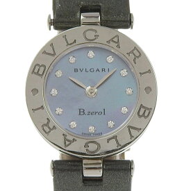 ブルガリ BVLGARI Bzero1 腕時計 ビーゼロワン 12Pダイヤ BZ22S ステンレススチール×レザー クオーツ アナログ表示 ブルーシェル文字盤 Bzero1 レディース【中古】