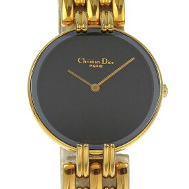 クリスチャンディオール Dior バキラ 腕時計 D46-154-4 金メッキ ゴールド クオーツ アナログ表示 ブラック文字盤 Bakira レディース【中古】Aランク