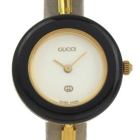 グッチ GUCCI チェンジベゼル 腕時計 cal.978.002 11/12 金メッキ ゴールド クオーツ アナログ表示 ホワイト文字盤 Change bezel レディース【中古】