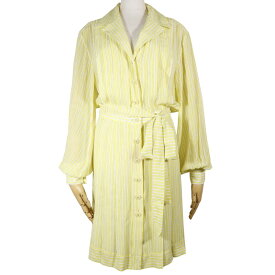 シャネル CHANEL シャツワンピース ワンピース ストラップ P61108V46519 シルク 黄 Shirt dress レディース【中古】A-ランク