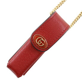 【スーパーセール10%OFF対象】グッチ GUCCI リップステックケース その他小物 ダブルG ペンダント 615998 カーフ 赤 lipstick case レディース【中古】A+ランク