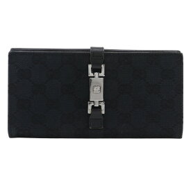 グッチ GUCCI ジャッキー 長財布 05479 GGキャンバス 黒 フラップ Jackie レディース【中古】