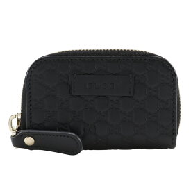 グッチ GUCCI GGマイクロ コインケース ラウンドファスナー アウトレット 449896 シマレザー 黒 ファスナー GG micro ユニセックス【中古】Aランク
