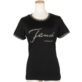フェンディ FENDI ロゴ 半袖Tシャツ パイピンク レーヨン 黒 logo レディース【中古】A-ランク