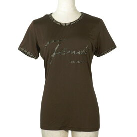 フェンディ FENDI ロゴ 半袖Tシャツ パイピンク レーヨン 茶 logo レディース【中古】A+ランク