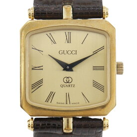 グッチ GUCCI シェリー 腕時計 金メッキ×クロコダイル ゴールド クオーツ アナログ表示 ゴールド文字盤 Sherry レディース【中古】