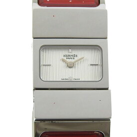 エルメス HERMES ロケ 腕時計 L01.210 ステンレススチール クオーツ アナログ表示 ホワイト文字盤 Location レディース【中古】Aランク