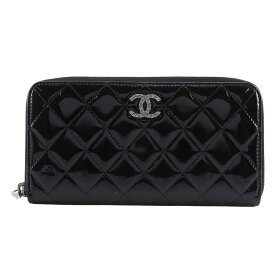 シャネル CHANEL ブリリアント 長財布 ラウンドファスナー A50106 エナメル 黒 ファスナー brilliant レディース【中古】