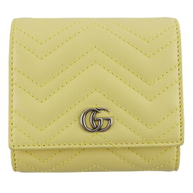 グッチ GUCCI GGマーモントウォレット 二つ折り財布 598629 レザー イタリア製 スナップボタン GG Marmont Wallet レディース【中古】
