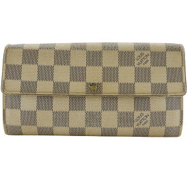 ルイ・ヴィトン LOUIS VUITTON ポルトフォイユ・サラ 長財布 N61735 ダミエアズールキャンバス 2007年 白 CA5027 スナップボタン Portefeiulle Sarah ユニセックス【中古】B-ランク