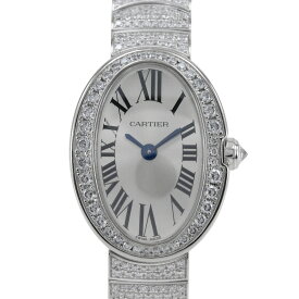 カルティエ CARTIER ミニベニュワール 腕時計 フルダイヤベゼル/ブレス cal.059 HPI00327 K18ホワイトゴールド×ダイヤモンド クオーツ アナログ表示 シルバー文字盤 Mini Baignoire レディース【中古】Aランク