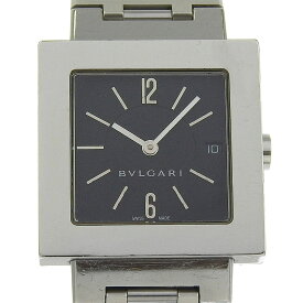【全品ポイント5倍+お買い得クーポン】ブルガリ BVLGARI クアドラート 腕時計 SQ27SSD ステンレススチール クオーツ アナログ表示 黒文字盤 Quadrat ユニセックス【中古】B-ランク