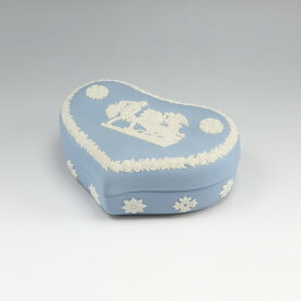ウェッジウッド ジャスパー ペールブルー 置物 オブジェ ハート型 小物入れ Wedgwood【中古】A-ランク
