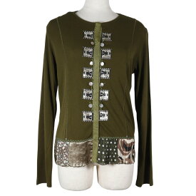 オレボレブラ OLLEBOREBLA ぶたさん カーディガン 裾プリーツ 切り替え コットン カーキ Pig レディース【中古】A-ランク