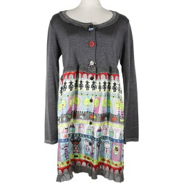 オレボレブラ OLLEBOREBLA ぶたさん ワンピース ニット 前あき アクリル×ウール×カシミヤ グレー Pig レディース【中古】A-ランク