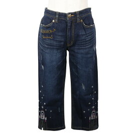 オレボレブラ OLLEBOREBLA ぶたさんロケット クロップドパンツ デニム 紺 Pig Rocket レディース【中古】Aランク