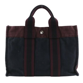 エルメス HERMES フールトゥPM ハンドバッグ コットン 黒/赤 手提げ A5 スナップボタン Fourre ToutPM ユニセックス【中古】B-ランク