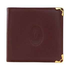 カルティエ CARTIER 札入れ 二つ折り財布 マストライン カーフ ボルドー オープン Bill Compartment ユニセックス【中古】