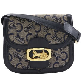セリーヌ CELINE オールドセリーヌ ショルダーバッグ Cマカダム 馬具金具 ヴィンテージ キャンバス×レザー 紺 肩掛け フラップ Old Celine レディース【中古】
