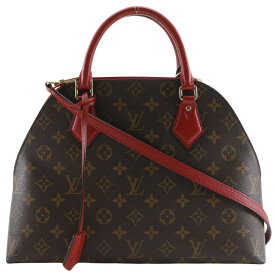 ルイ・ヴィトン LOUIS VUITTON アルマイントゥーバッグ ハンドバッグ 2WAYショルダー M41779 モノグラムキャンバス ルージュ 2016年 茶/赤 SP1176 斜め掛け 肩掛け 手提げ 2way A5 ダブルファスナー Almine toe bag レディース【中古】