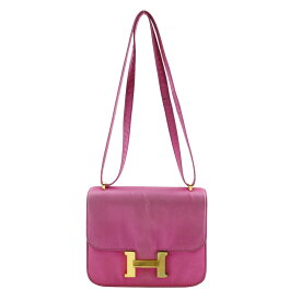 エルメス HERMES コンスタンスミニ18 ショルダーバッグ シルク 2011年 ピンク/ゴールド金具 □O 斜め掛け 肩掛け フラップ Constance Mini 18 レディース【中古】