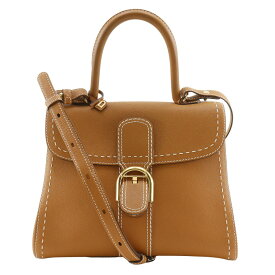 デルヴォー DELVAUX ブリヨンMM サーピケ ハンドバッグ 2WAYショルダー カーフ 茶 斜め掛け 肩掛け 手提げ 2way ベルト金具 Brillant MM Surpique レディース【中古】A-ランク