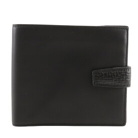 ロエベ LOEWE 札入れ 二つ折り財布 カーフ 黒 スナップボタン Bill Compartment メンズ【中古】A+ランク