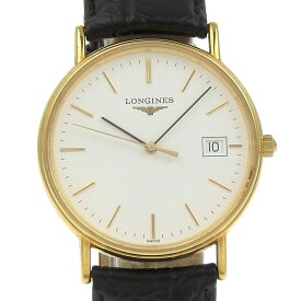 ロンジン LONGINES 腕時計 L4.720.2 ステンレススチール×クロコダイル クオーツ アナログ表示 ホワイト文字盤 レディース【中古】A-ランク