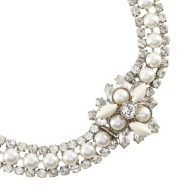ミュウミュウ MIUMIU ネックレス 金属製×ラインストーン×フェイクパール シルバー 約145g レディース【中古】A-ランク