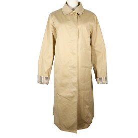 バーバリー BURBERRY ステンカラーコート ストライプ FDC32-202-40 コットン×ポリウレタン ベージュ レディース【中古】A-ランク