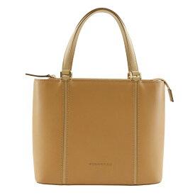 バーバリー BURBERRY ハンドバッグ カーフ ベージュ 手提げ A5 ファスナー レディース【中古】