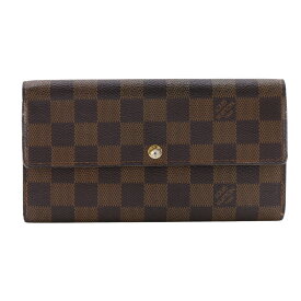 ルイ・ヴィトン LOUIS VUITTON ポルトフォイユ・サラ 長財布 N61734 ダミエキャンバス 2008年 茶 CA2078 スナップボタン Portefeiulle Sarah ユニセックス【中古】B-ランク