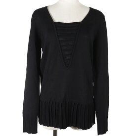 シャネル CHANEL プリーツ カットソー P51207K06593 コットン 黒 Pleated レディース【中古】A+ランク