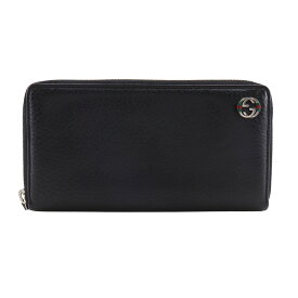 グッチ GUCCI シェリーライン 長財布 インターロッキングG 308796 レザー 黒 ファスナー Sherry line ユニセックス【中古】