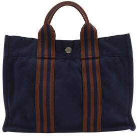 エルメス HERMES フールトゥPM ハンドバッグ コットン 紺 手提げ A5 スナップボタン Fourre ToutPM ユニセックス【中古】