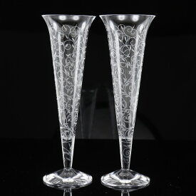 バカラ Baccarat シャンパン フルート 2客 ペア 食器 ランデブー クリスタル Pair of two champagne flutes _【中古】